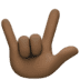 🤟🏿 love-you gesture: dark skin tone display on Facebook